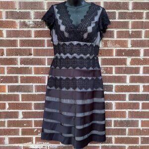 JS Collection Cocktail Party Dress Size 8 Black With Lace Detail